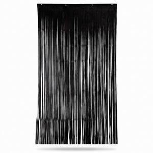 Elegant Black Metallic Door Curtain – 3' x 8'