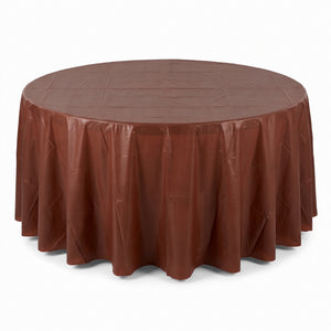 Chocolate Brown Round Plastic Table Cover - 84"