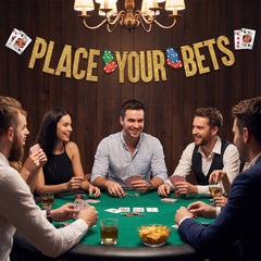Roll the Dice "Place Your Bets" Glitter Casino Banner