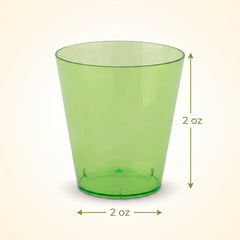 Kiwi Green Plastic Shot Glasses - 2 oz, 100 Pack