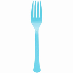 Caribbean Blue Heavyweight Plastic Forks - 7.5 in.