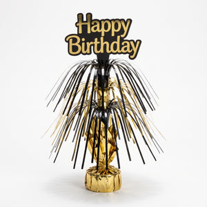 "Better with Age" Metallic Birthday Centerpiece Spray - Gold & Black, 30-Inch