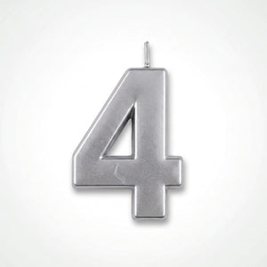 Silver Number 4 Metallic Birthday Candle