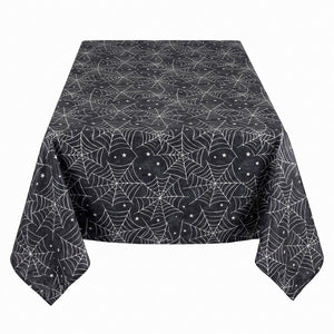 Spooky Spider Web Flannel-Backed Halloween Table Cover