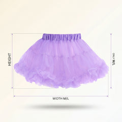 Girls Lavender Tutu Skirt - Layered Tulle Ballet Petticoat with Satin Elastic Waist for Dance, Dress Up, Princess Costume - M/L