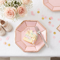 Metallic Blush Octagonal Dinner Plates, 10-Inch, 8-Pack