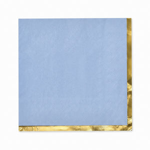 Elegant Blue Beverage Napkins with Gold Foil Accent - 5 In. X 5 In.