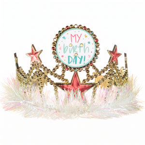 Happy Cake Day Light-Up Birthday Tiara with Tinsel Trim