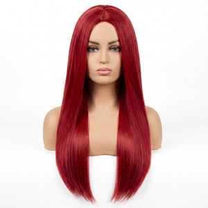 Blood Red Halloween Wig - Long and Straight Costume Accessory
