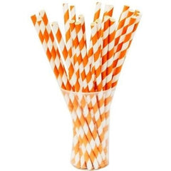 Orange Striped Paper Straws | 7.75 in. | 100 Count
