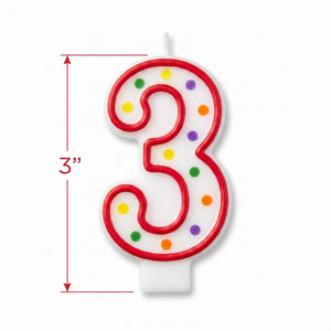 Colorful Polka Dot Number 3 Birthday Candle
