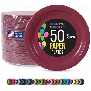 9 in. Burgundy Paper Plates | 50 Ct.