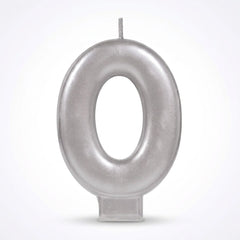 Silver Number 2 Molded Birthday Candle