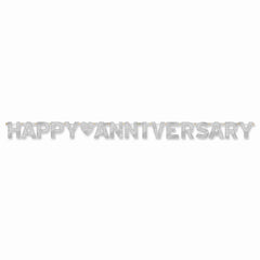 Elegant Silver "Happy Anniversary" Letter Banner