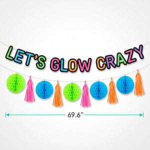"Let's Glow Crazy" Birthday Banner Set