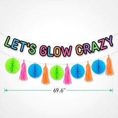 "Let's Glow Crazy" Birthday Banner Set