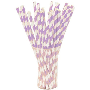 Lavender Striped Paper Straws - 7.75 in. | 100 Count