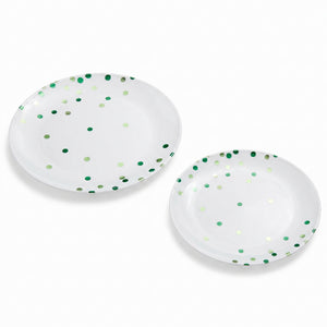 Festive Green Premium Plastic Plates - Multipack