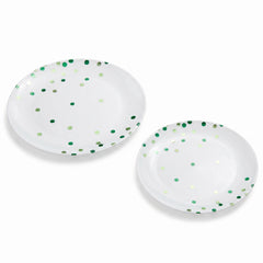 Festive Green Premium Plastic Plates - Multipack
