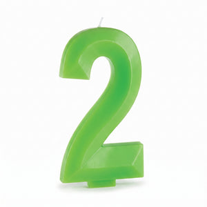 Festive Green Number 2 Birthday Candle - 5.25-Inch