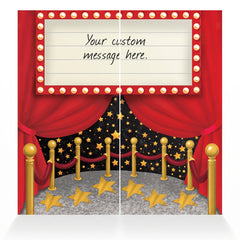 Awards Night Customizable Scene Setter with Red Curtains and Marquee Sign