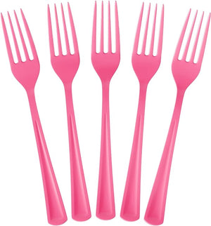 Heavy Duty Cerise Plastic Forks - 7.5 in. | 100 Count