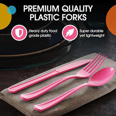 Heavy Duty Cerise Plastic Forks - 7.5 in. | Case of 1200