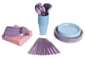 350 Pcs Pastel Disposable Tableware Set