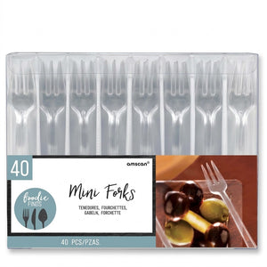 Elegant Clear Mini Appetizer Forks - 4 In. | 40 Count