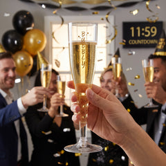 Metallic Gold "Bubbly" Plastic Champagne Flutes - 5.5 oz, Pack of 8