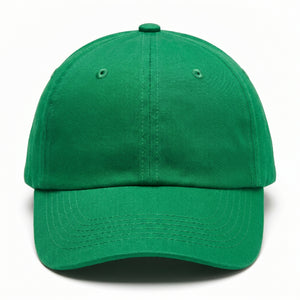 Green Baseball Cap - Plain Cotton Twill Blank Hat with Curved Brim, Unisex Classic 6-Panel Kelly Green Cap for Everyday Wear, Sports or Customization