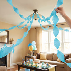 Caribbean Blue Wide Fringe Crepe Streamer - 30 ft