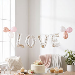 "Love" Air-Filled Confetti Foil Balloon Banner Kit