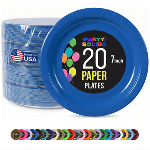7 In. Dark Blue Paper Plates - 20 Ct.