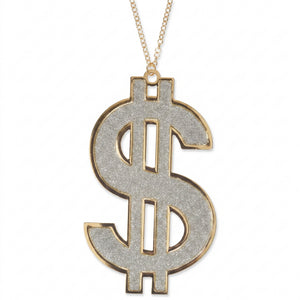 Dollar Sign Necklace Choker - 1990s Hip-Hop Costume Accessory