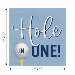 "Hole in One" Golf-Themed Beverage Napkins - 40 Pack - 6.5 In. X 6.5 In.