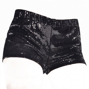 Women's Black Sequin Boy Shorts - Child S/M