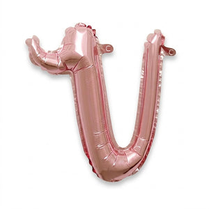 Rose Gold Script Letter "V" Balloon - 8-inch Foil, Air-Filled