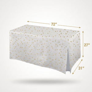 Gold Star Flannel-Backed Vinyl Fitted Tablecloth for Birthdays