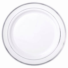 Elegant Silver Trim 7.5" Premium Plastic Plates - 20 Pack