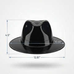 Black Shiny Fedora Hat - Stylish Costume Accessory