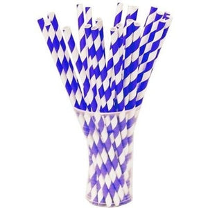 Bright Blue Striped Paper Straws - 7.75 in. | 100 Count