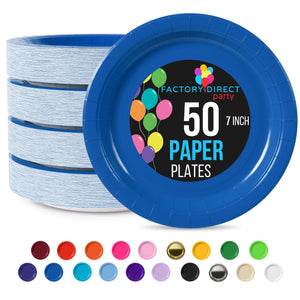7 In. Dark Blue Paper Plates - 50 Ct.