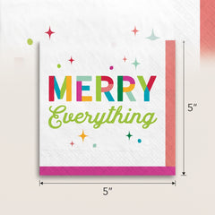 Merry Everything Christmas Beverage Napkins, 2-Ply, 16-Pack - 5 In. X 5 In.