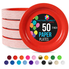 7 In. Red Paper Plates - 50 Ct.