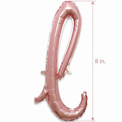 Rose Gold Script Letter Balloon - Lowercase "L", 8-Inch Foil, Air-Filled