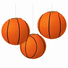 Basketball Paper Lantern Decorations, 9.5-Inch, 3-Pack