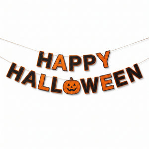 Classic Halloween "Happy Halloween" Felt Banner - Black & Orange, 6 Ft