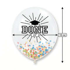 "Done" Graduation Confetti Latex Balloon - Multi-Coloured, 24-Inch