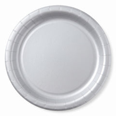 Elegant Silver 10" Round Paper Dinner Plates